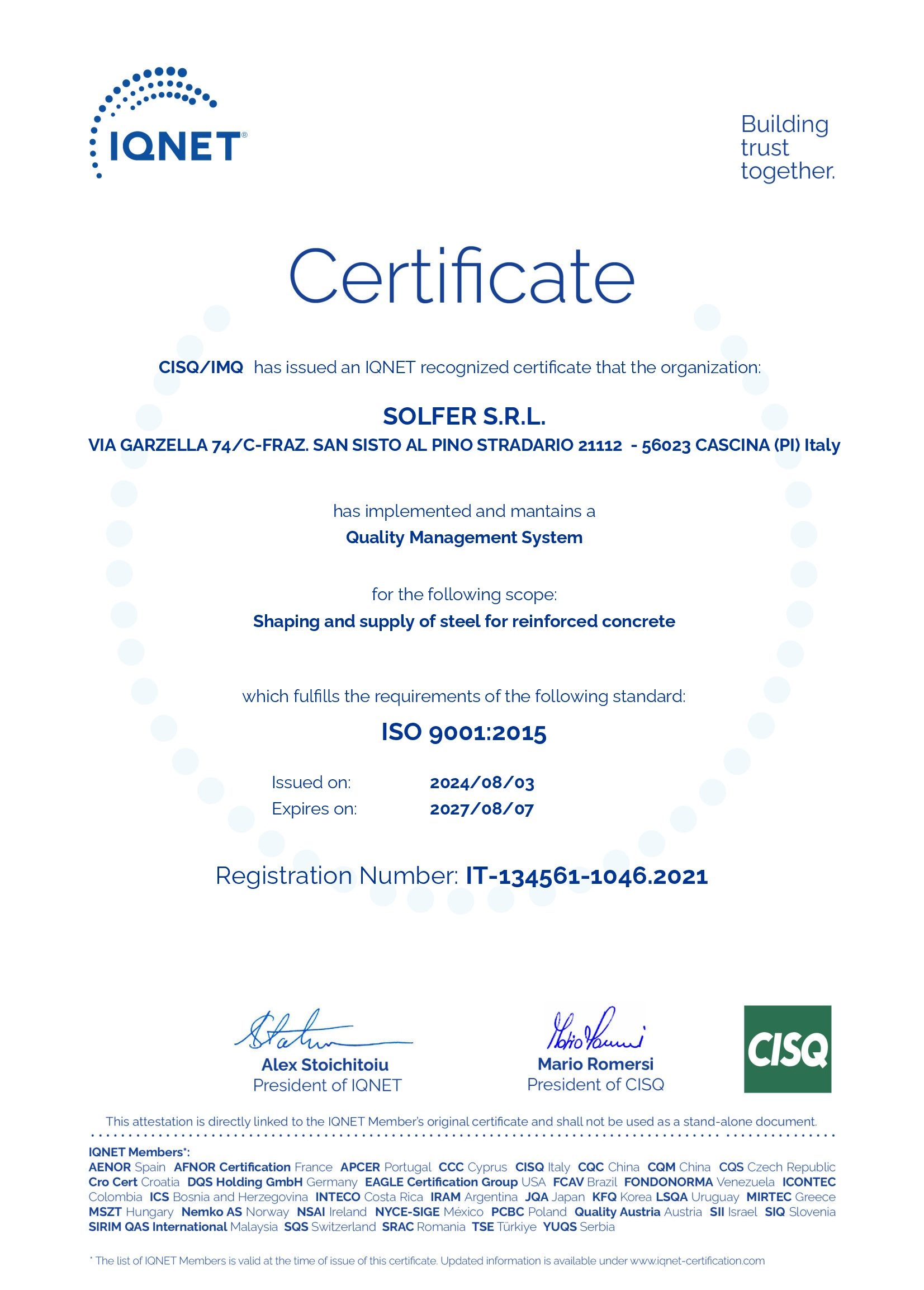 certificato 2025